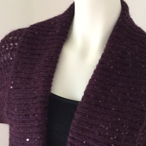 Express Deep Purple Fold Over Collar Open Cardigan - Picture 4 of 8